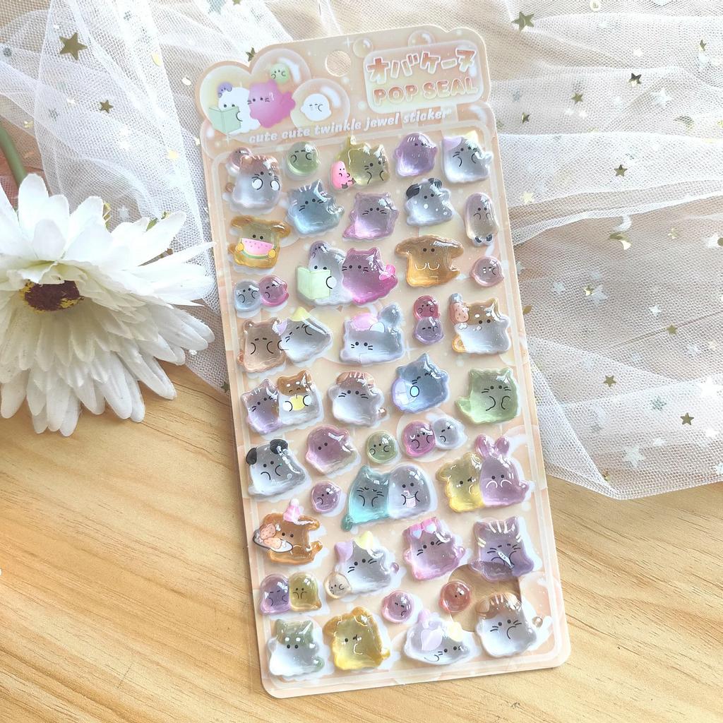 1 pc/4 pcs Japanese Style Ghost 3D Relief Stickers Scrapbooking Diy Journal Cute Stationery School Family Sticker