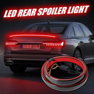Car Rear Spoiler LED Trunk Lip Tail Light Wing Lamp Bar 120cm Carbon Fiber Style