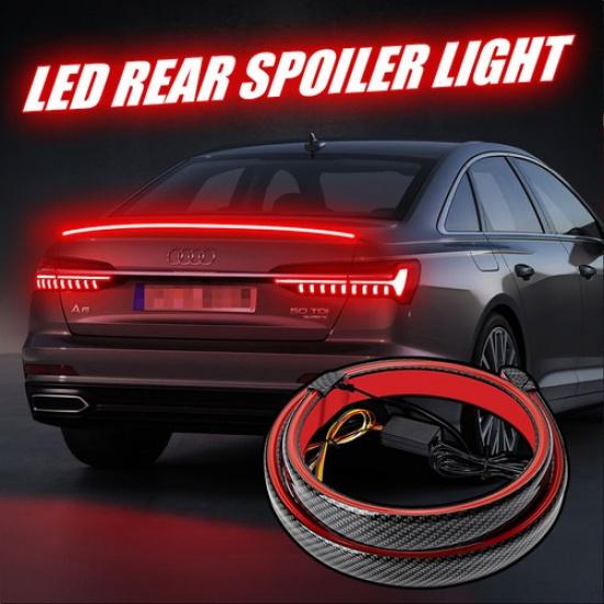 

Car Rear Spoiler LED Trunk Lip Tail Light Wing Lamp Bar 120cm Carbon Fiber Style