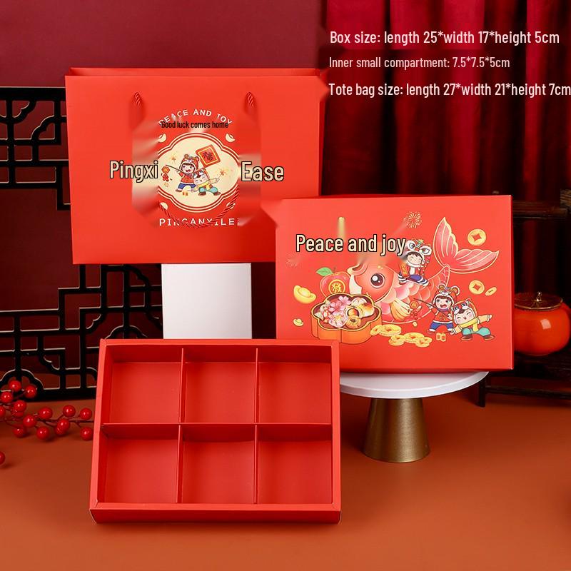 Mid-Autumn Mooncake & Pastry Gift Box with Egg Yolk Pastry, Peach Blossom Pastry, and Chinese Candy in a Nine-Grid Design.