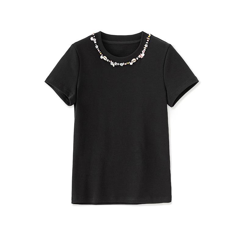 Beaded High-Elastic Fashionable Casual Women's T-Shirt Top