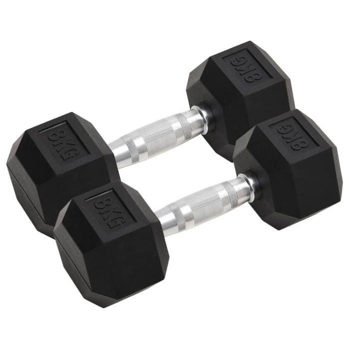 VidaXL Dumbbells 2 Pcs 16 Kg Total Cast Iron, Dumbbell Set, Hex Dumbbell, Weight Plate, Weight Bar 93603
