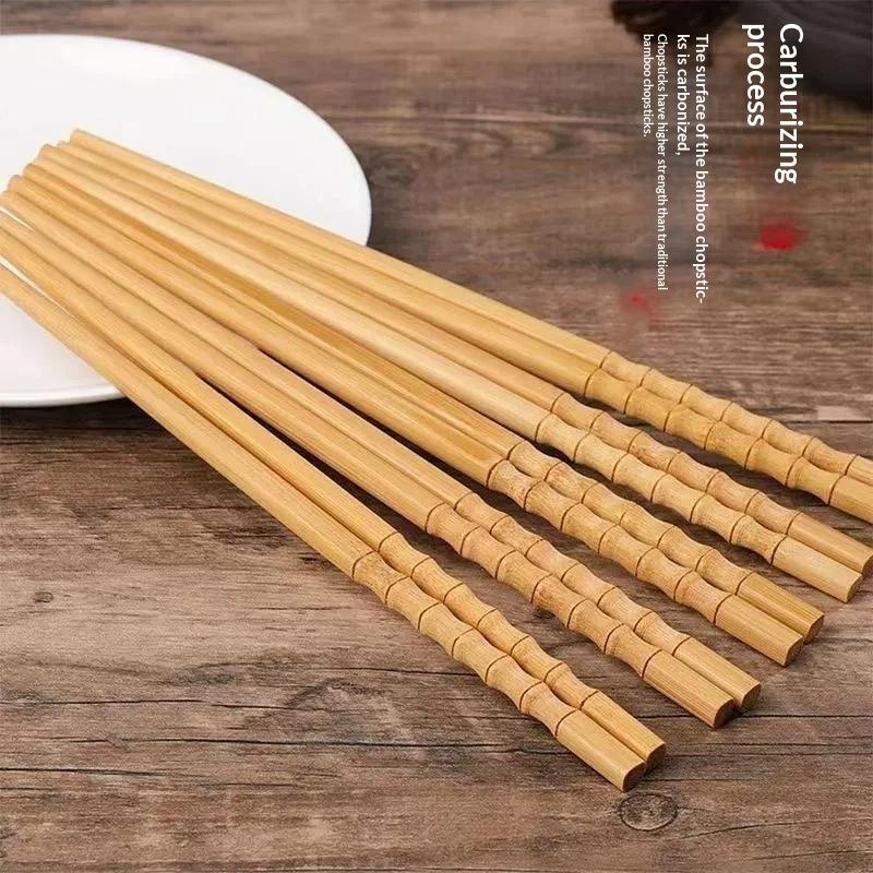 10 Pairs Biodegradable Bamboo Chopsticks Reusable Natural Tableware for Sushi Noodle Zero Waste Home Daily Dining