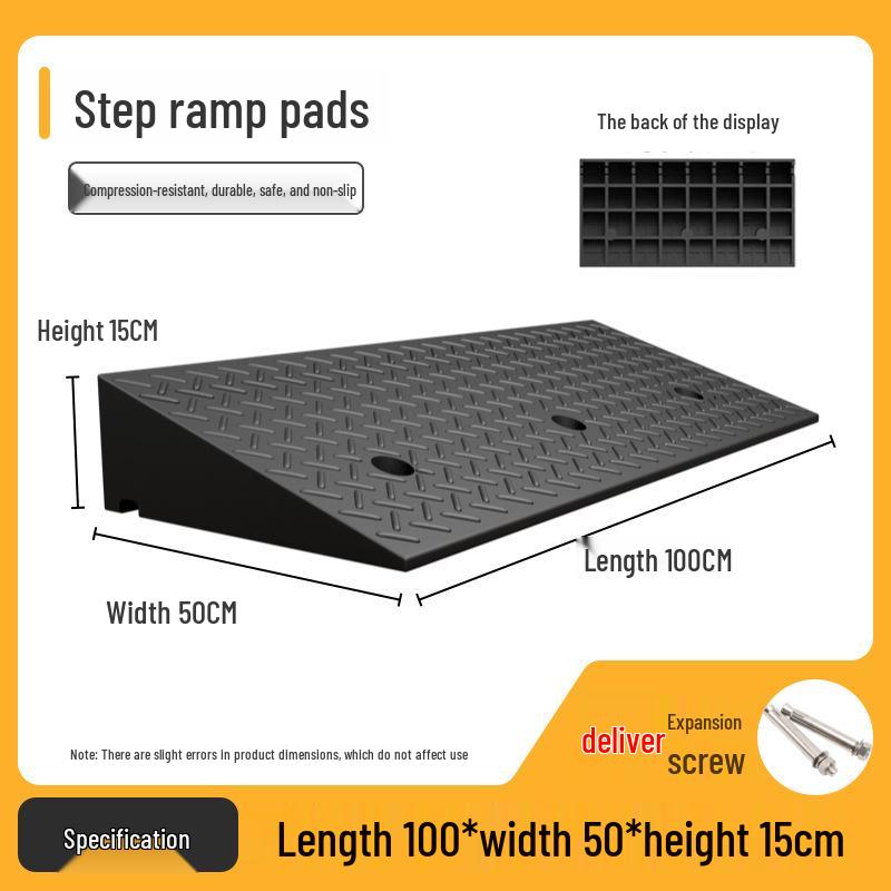 Rubber-Plastic Anti-Slip Speed Bump Curb Ramp Mat for Cars