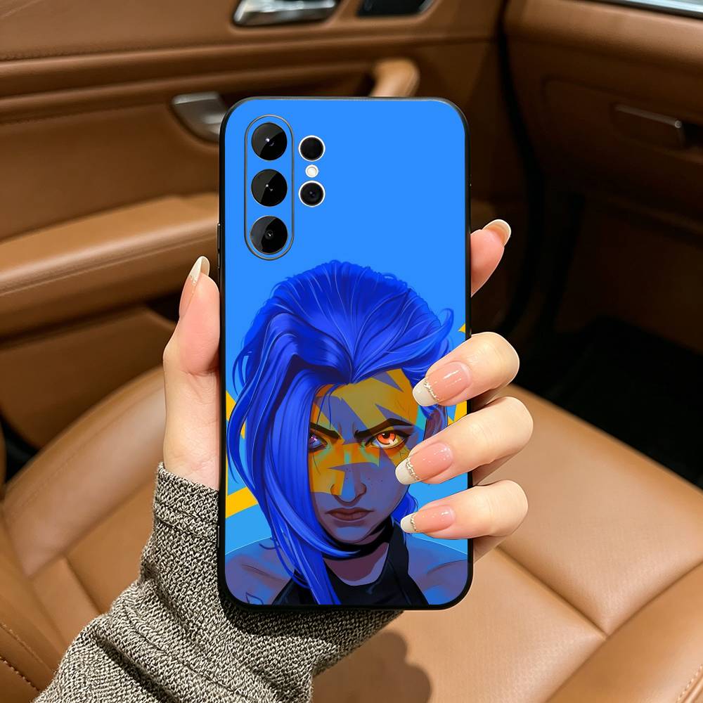 Hot game characters-Vi and Jinx Soft Silicone Case for Samsung S25, S24, S21, S22, S23, S30, Ultra, S20, Plus, FE, Lite-Black