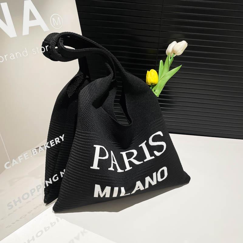 Nová flow pletená taška s písmenem retro móda tote taška korejská deska univerzální velkokapacitní nákupní taška taška přes rameno dámská