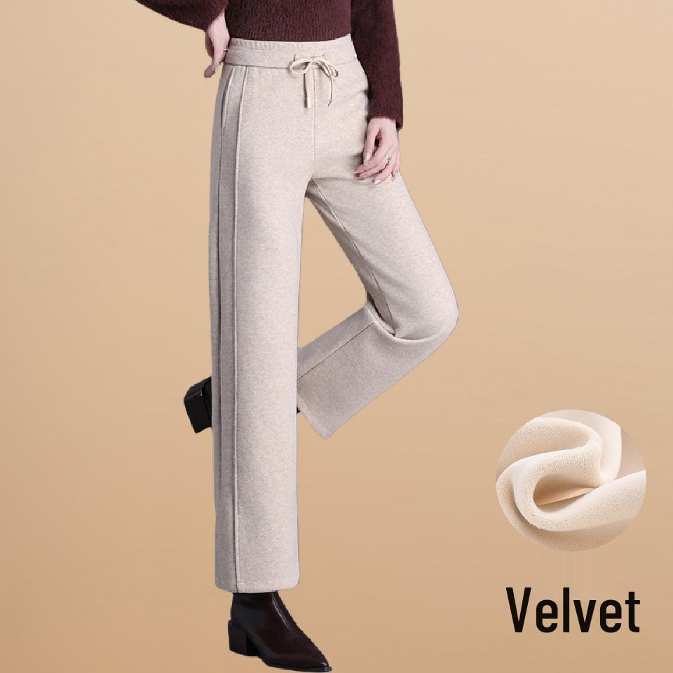 

Осенне-зимние флисовые брюки с эластичной талией для женщин - Большой размер, стройнящие и удобные XL (42.5-55 kg)