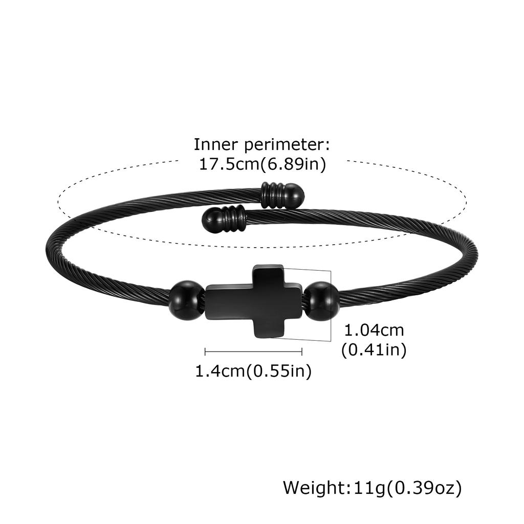 Stylish Cross Bangles for Men Boys,Glossy Stainless Steel Cuff Bracelet ,Faith Prayer Jewelry