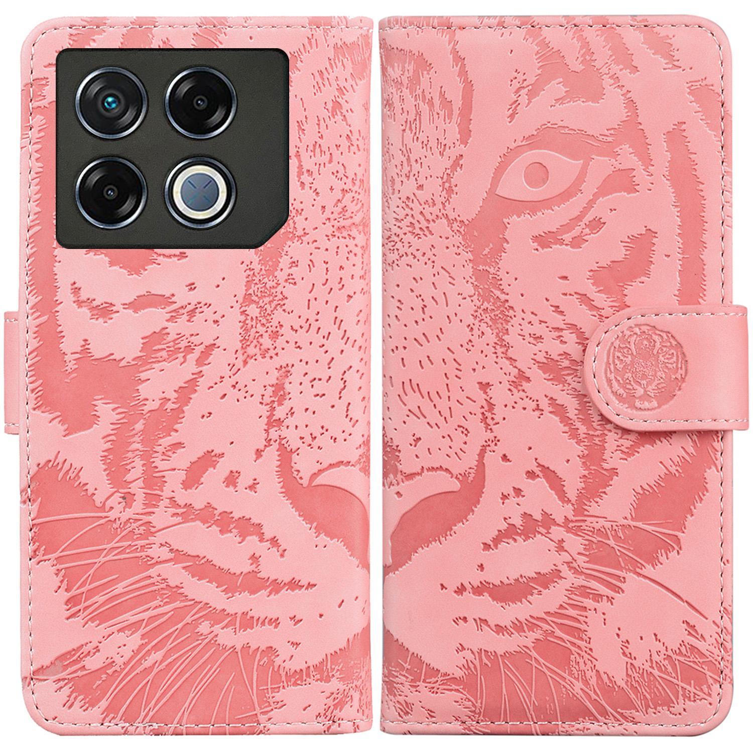 

For Infinix GT 20 Pro 5G Case Tiger Pattern Leather Phone Cover Dual-side Magnetic Clasp Pink