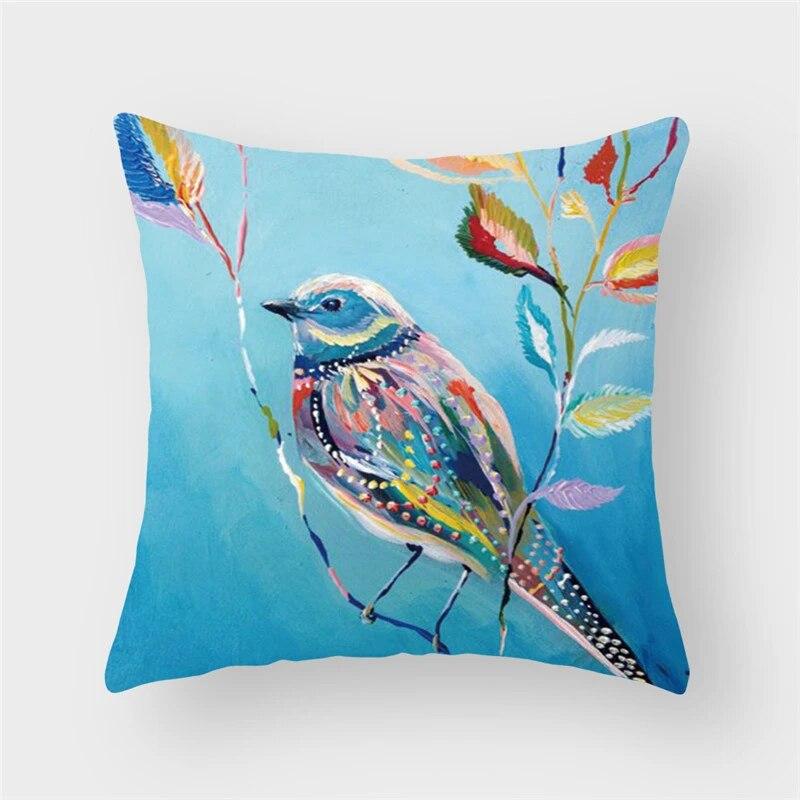 Bird Flower Animal Cushion Pillow Cover Sofa Decorative
