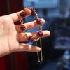 Vintage Garnet Beaded Bracelet, Gold-Plated Enamel & Turquoise Stone Adjustable Bracelet