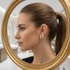 Temperament Crystal Studded Earrings Light Luxury Zircon Ear Stud Small Hoop Earrings  Wedding