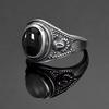 Vintage 925 Sterling Silver Black Onyx Ring Oval Shape Natural Stone Certified Fine Jewerly Retro Silver Rings for Women Men