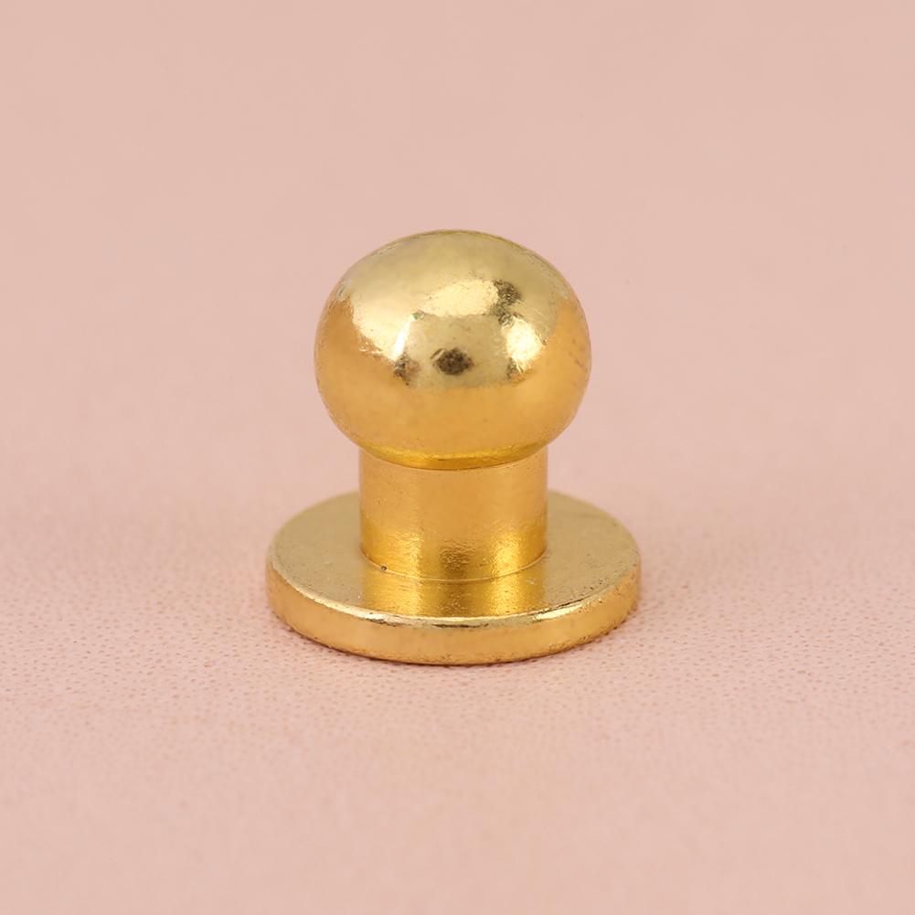 20pcs Round Head Solid Brass Nail Rivet Button DIY Leather Accessories(8*6mm Gold)