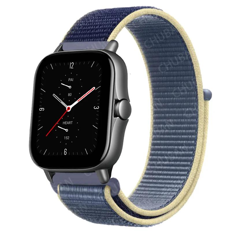 20mm/22mm Nylon Loop watch band For Amazfit GTS/4/2e/3/GTS2 Mini/GTR 4/3 pro/47mm/GTR2/2e/stratos Bracelet Amazfit bip-u strap