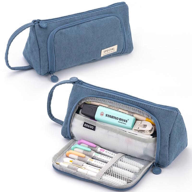 Large Korean-Style Canvas Pencil Case: Cute, Multifunctional, and Fresh Design for Students