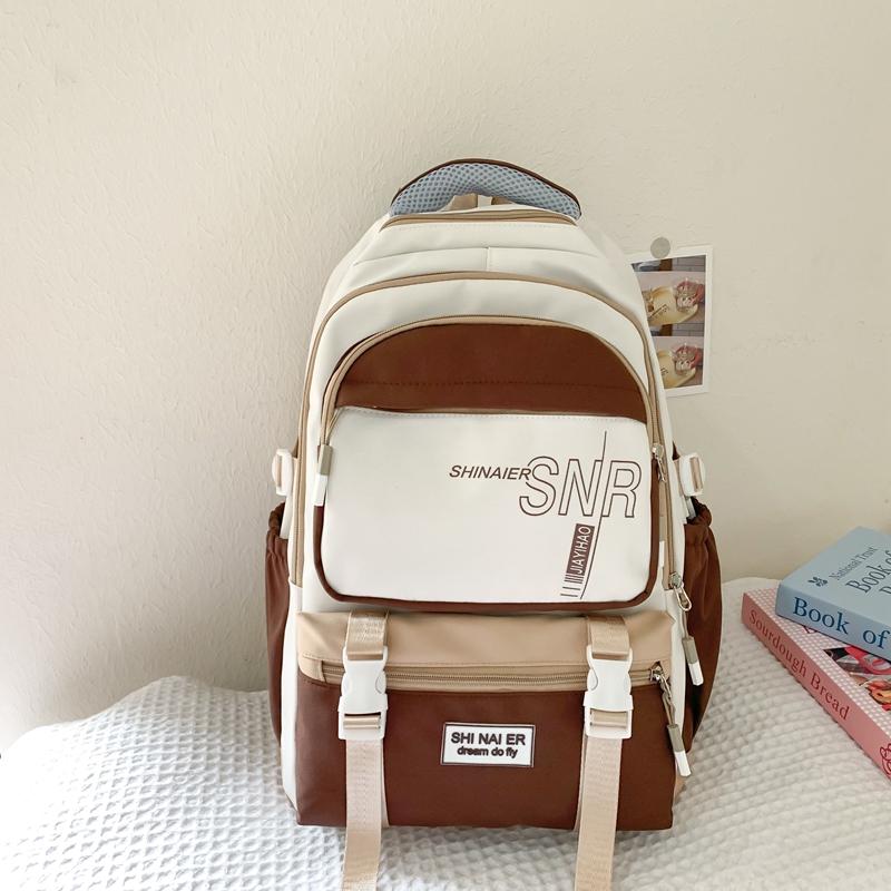 Children's Schoolbag Student Large Capacity Backpack Men's Color Block Backpack Patchwork Women Backpack