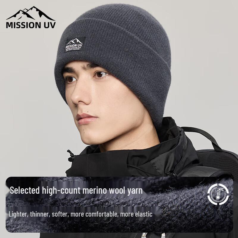 

MISSION UV Мужская зимняя вязаная шапка из чистой шерсти MU088