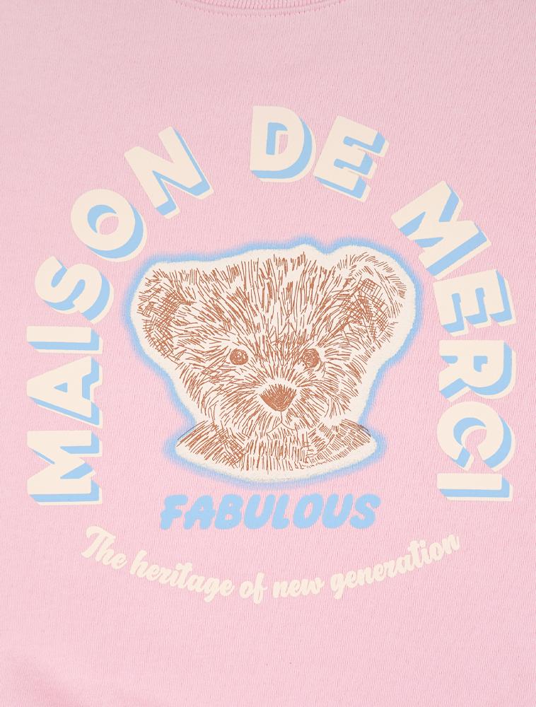 LA MAISON STUDIO Women'S Cute Bearfriends Embossed Logo Crop Sweatshirt Pink (Fce1Ts308W)