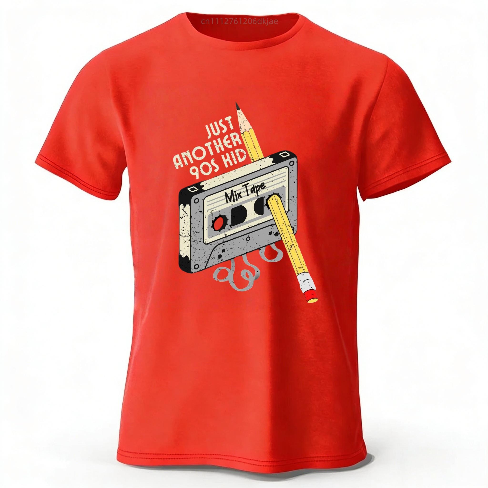 

Ретро Музыка Память Чистый Хлопок Короткий Рукав Футболка Мужская Уличная Повседневная Модная Футболка Y2K Большого Размера Свободный Топ XXXL красный