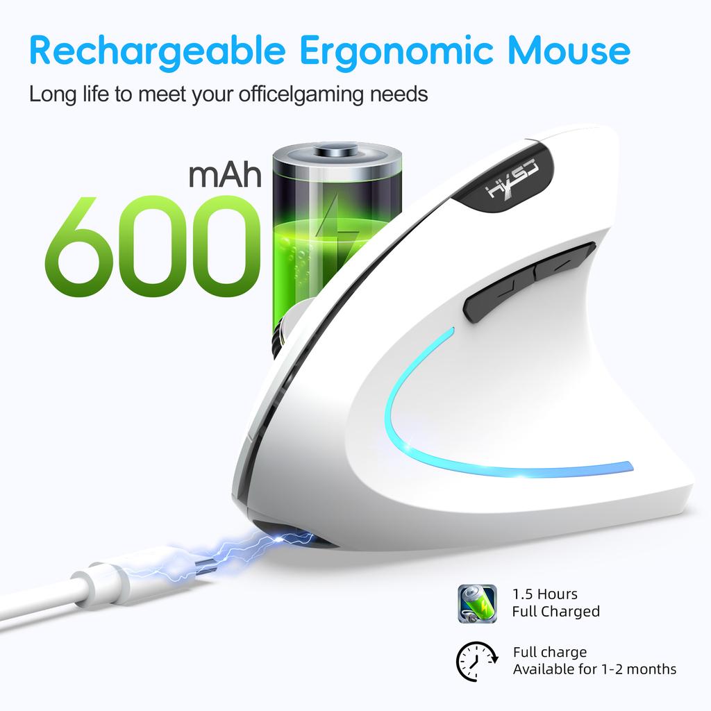 New 2.4G Dual-mode Vertical Mouse With Colorful Light Emitting Ergonomic Wireless Mute Office Game