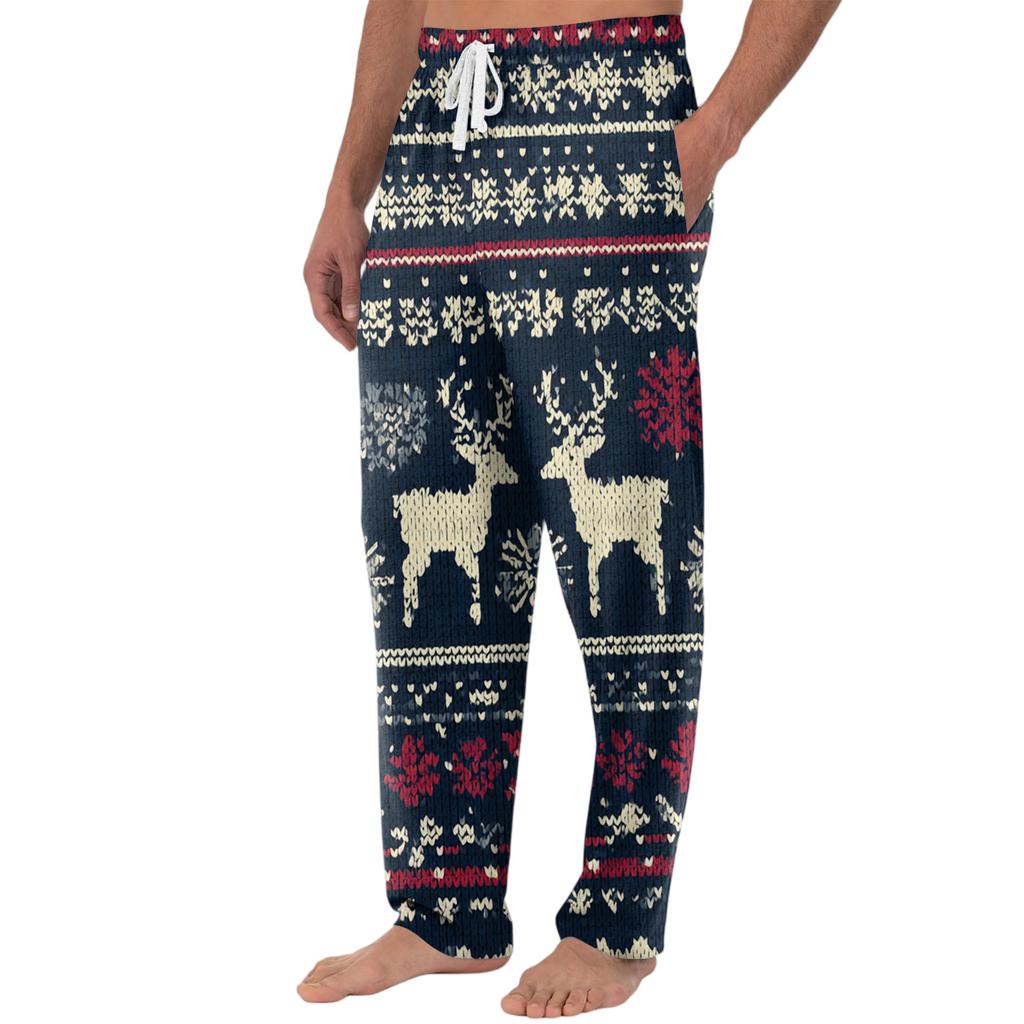 Herre Strikket Mote Trykk Lomme Casual Bukser Pyjamasbukser