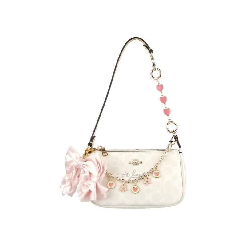 

COACH handbag [Customized bag] Nolita 19 Jiuqi silver small flower bag metal brand logo trendy and versatile artificial leather small size pink lychee срібний
