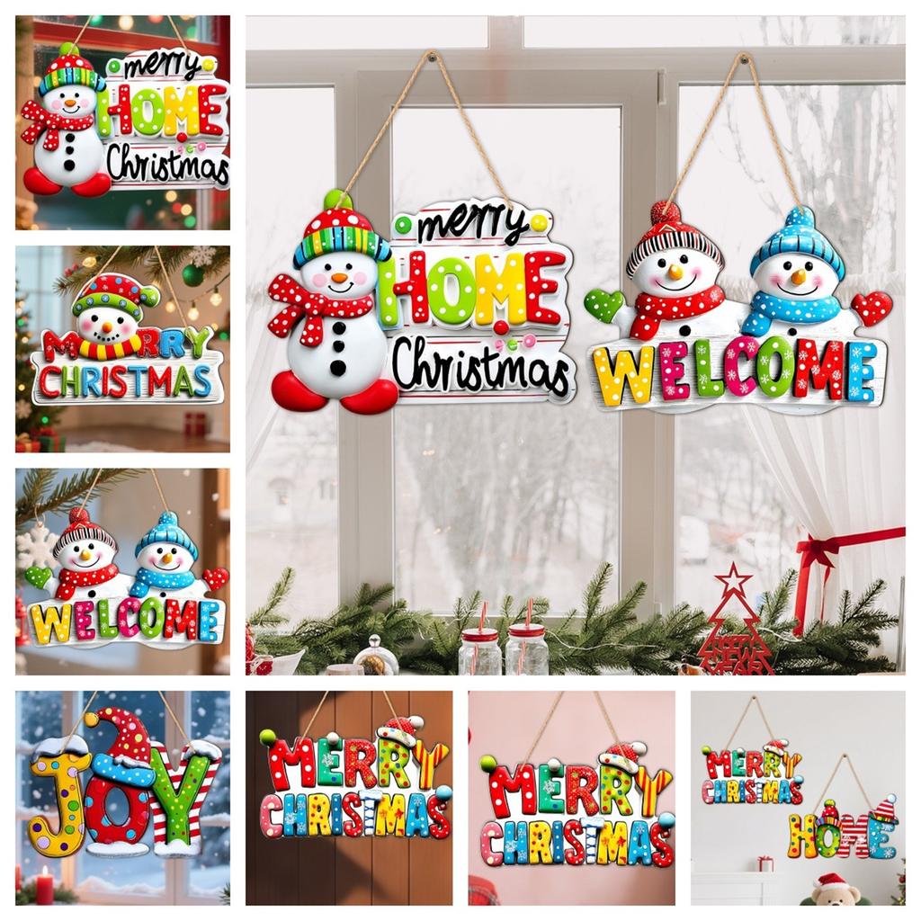 Christmas Snowman Doll Decoration Wooden Merry Christmas Wooden Sign Hanging Christmas Tree Pendant