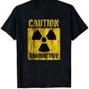 Black TShirt Caution Radioactive Symbol and Text Graphic Design for Casual Wear StateUnisext Look Crew Neck Short Sleeve