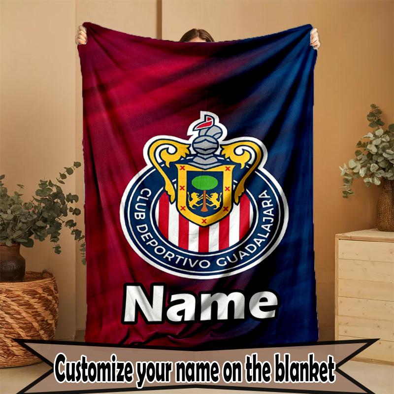 Custom Name Personalized Club Deportivo Guadalajara Print Blanket, Home Decor, Bedroom, Sofa, Camping, Couch, Gifts for Birthday ChristmasEnthusiasts