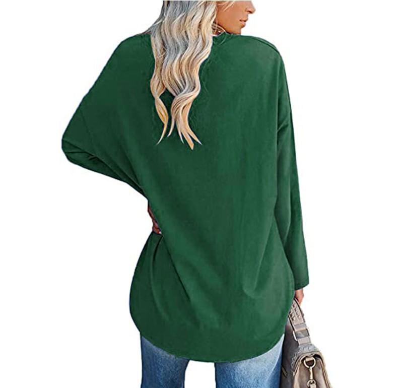 Super Large Multi-color Loose V-neck Women's T-shirt with Drop Shoulder Sleeves