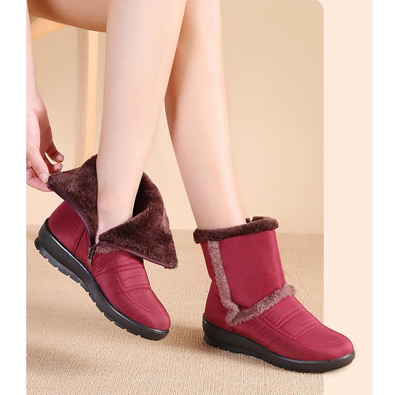 2025 Winter Shoes Women Snow Boots Waterproof Warm Plush Flat Non-slip Women Ankle Boots Brand Ladies Botas Plus Size 42 Black Red Brown