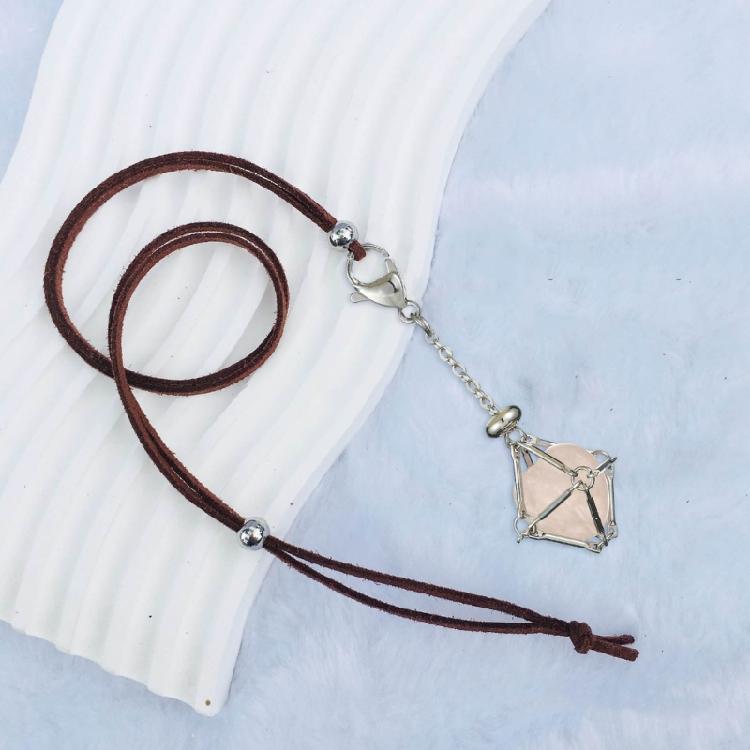Practical Mesh Bag Keychain Delicate Stone Pendant Key Rings Charm Decorations
