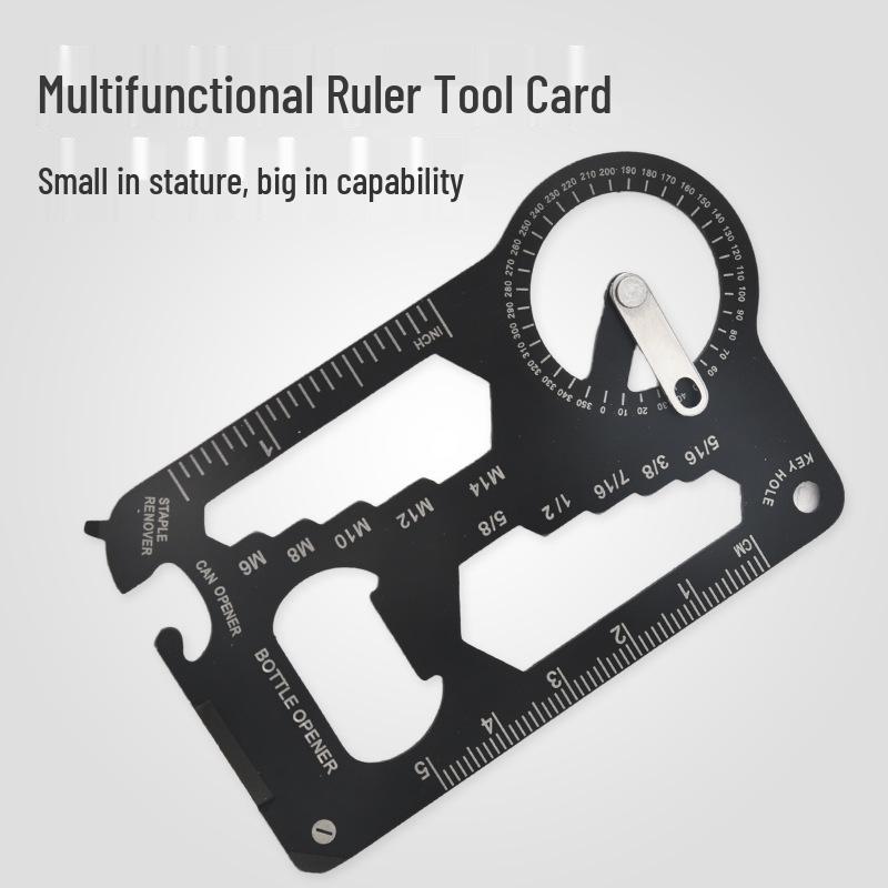 Outdoor Survival Multifunction Tool Card: Protractor, Ruler, Knife & Universal Opener