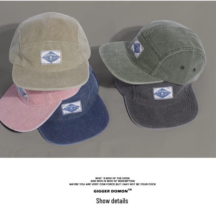 22SS Vintage Mountain Five-Panel Cap: American Heavyweight Washed, Soft Top, Flat Brim, Duckbill Style Japanese Baseball Hat