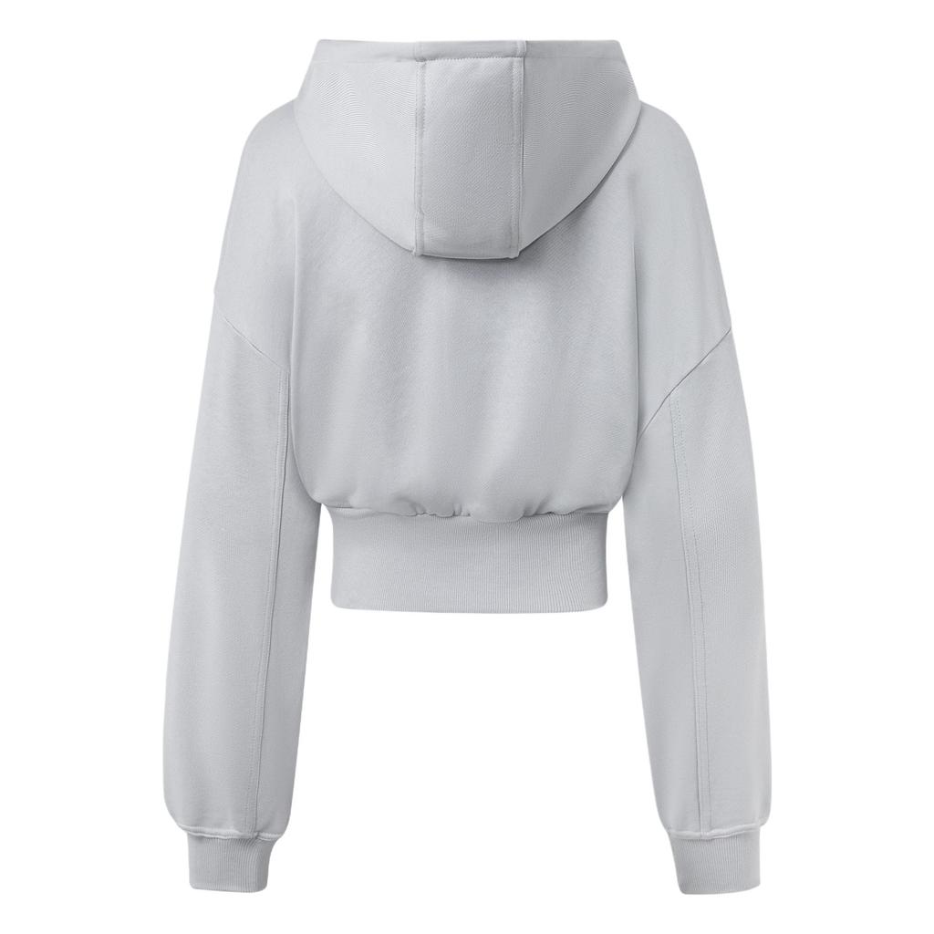 Adidas Sportswear Cropped Hoodie Women Hoodies Light-Cyan Gray JD7712