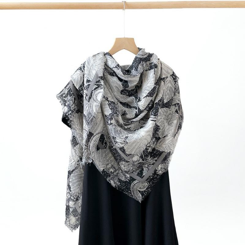 Spring and Summer Thin Imitation Cotton and Linen Shawl, Travel Photo, Color Printed Scarf, Air-conditioned Room Large Square Scarf