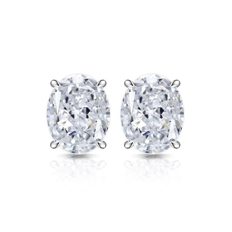 925 Sterling Silver Jewelry Light Luxury High Carbon Diamond Ice Flower Cut Bright Oval Simple and Elegant Stud EarringsGood product