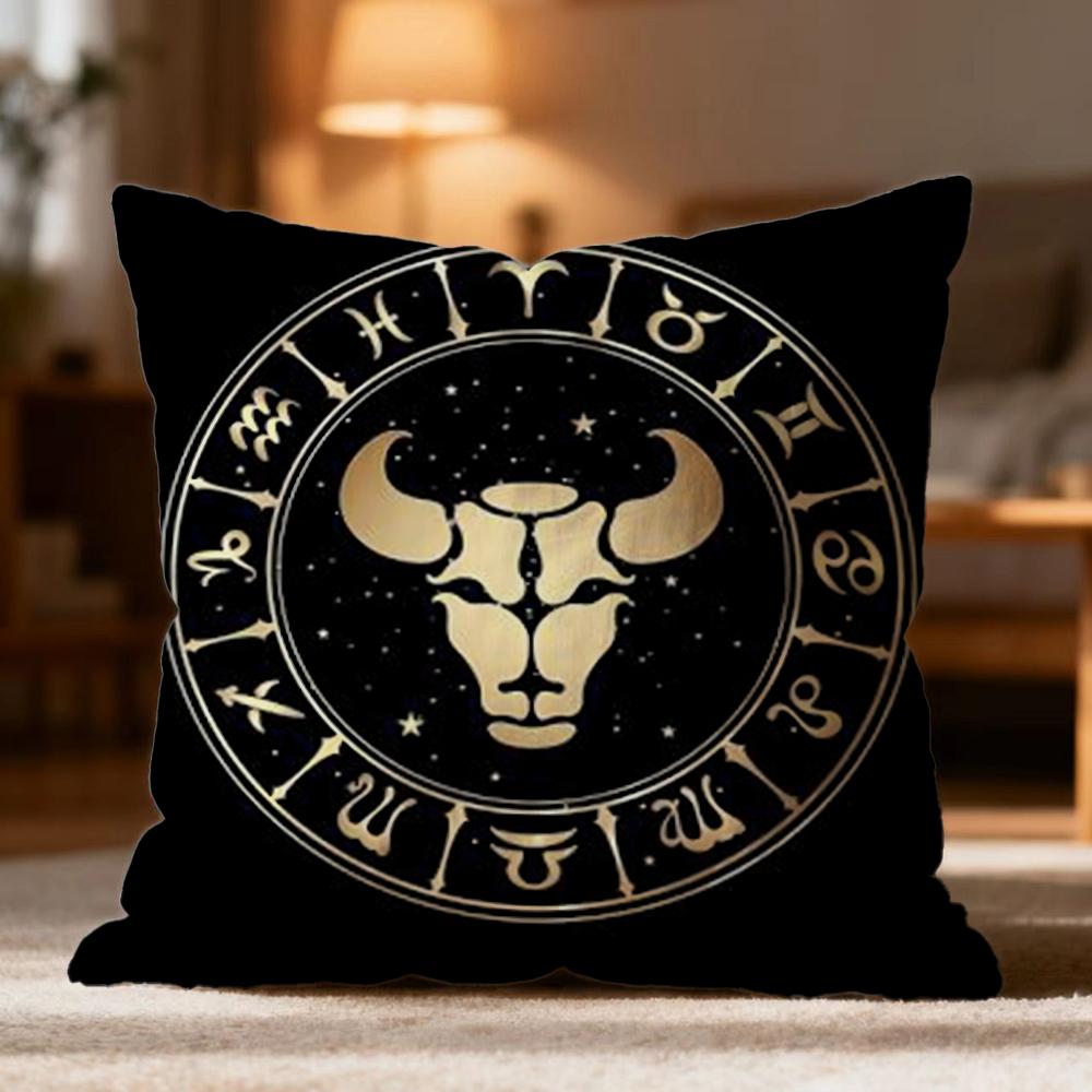 TTwelve Constellations Cushion Cover Soft Washable Pillow Case Multi-Scene for Couch Bed Travel Office Use