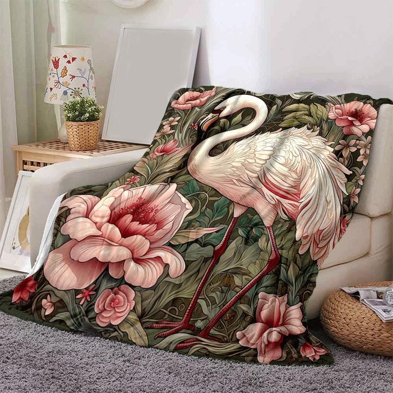1pc Flamingo Printing Lightweight Flannel Blanket, Comfortable and Warm Blanket, for Camping Sofa Bed and Couch Office, Suitable for Gift Bla