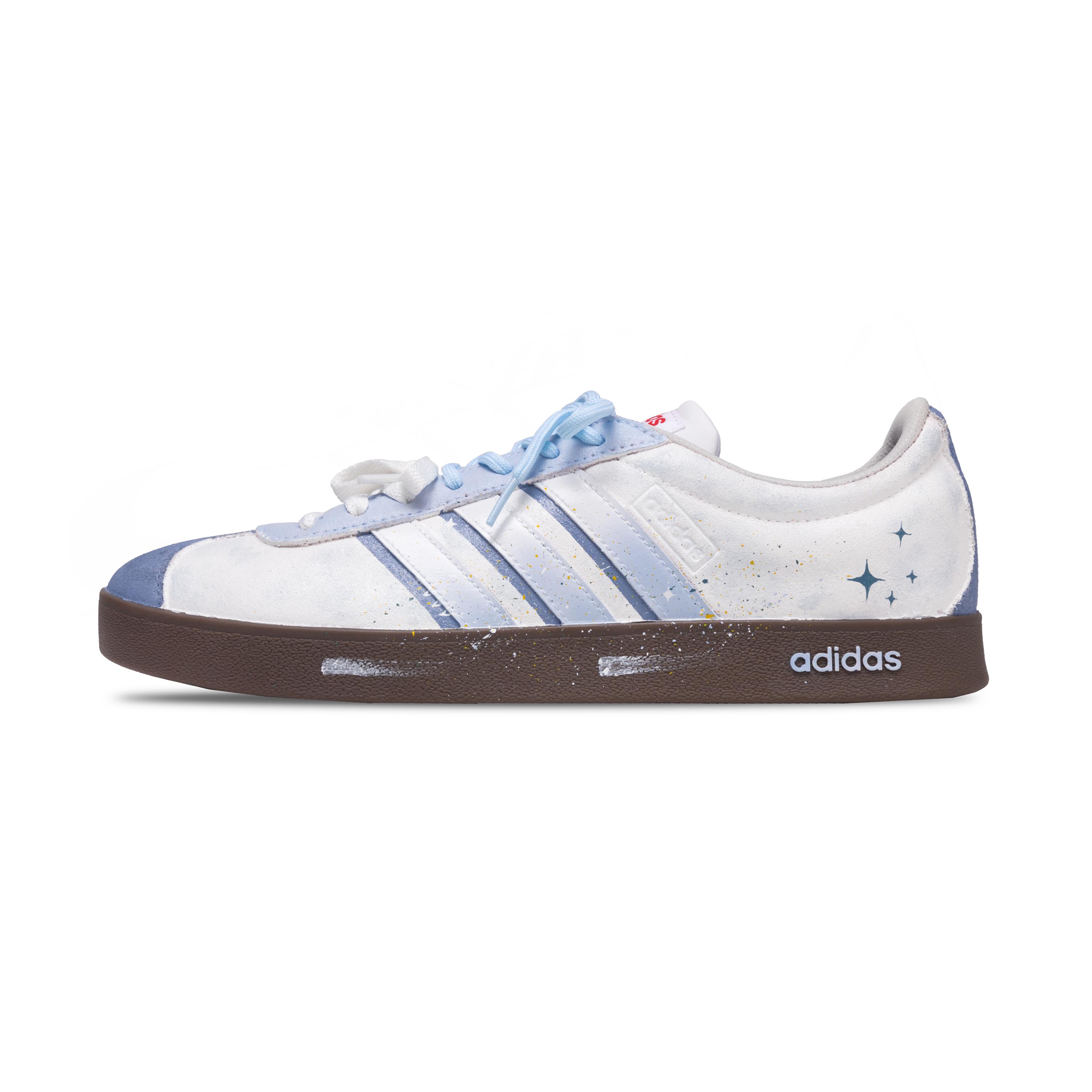 

Adidas VL COURT 2.0 Funi Xingji Leather Cushioning, Wear Resistant Low top Skateboard Shoes Unisex Blue White HQ1802(Team348-Funi ) 38⅔