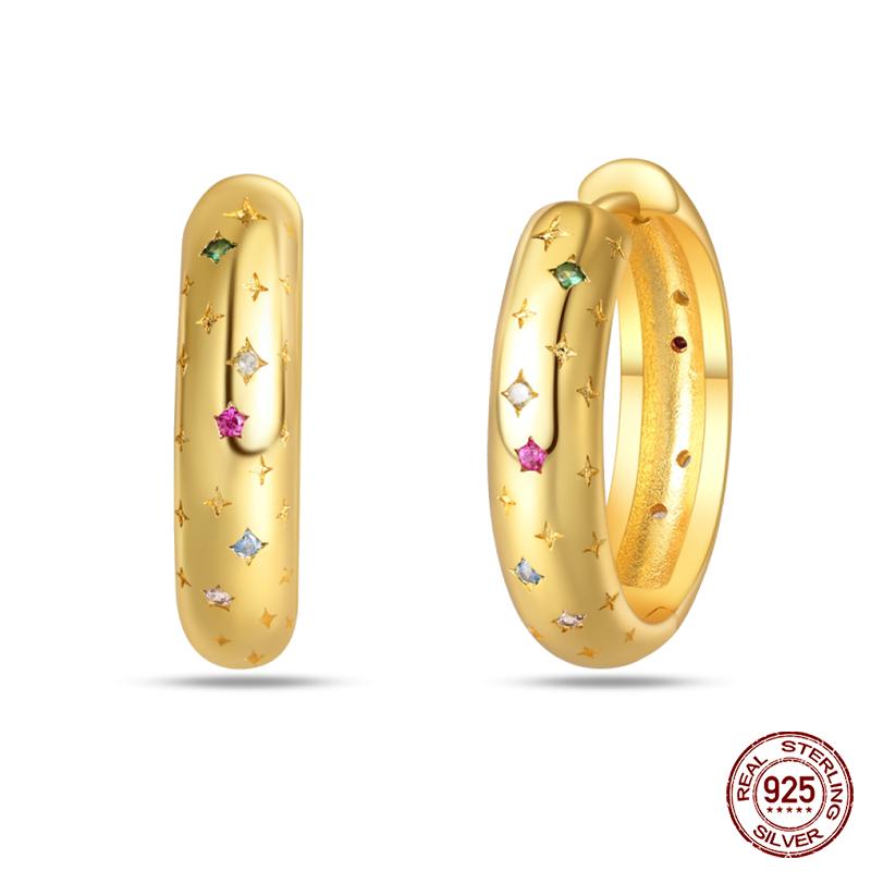 Real 925 Sterling Silver Star Earrings For Women Sparkling Zircon Ear Studs Luxury Fine Engagement Wedding Jewelry Gift For Girl