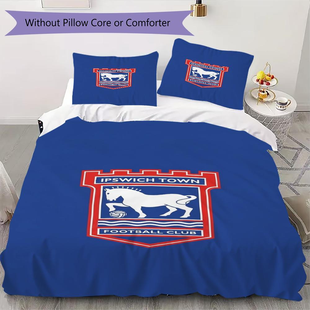 Ipswich Town FC Pattern Bedding uilt Set uilt Cover Pillowcase Home Decoration Birthday Gift (1 * duvet cover + 2 * pillowcase without core)
