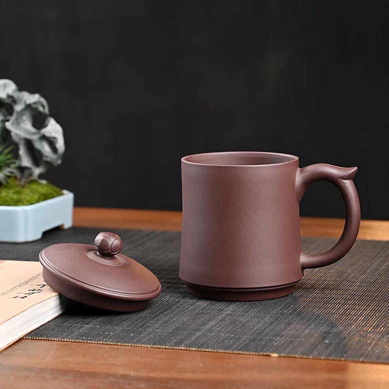 Yixing Zisha Jingwu Teacup with Lid and Handle, 450ml