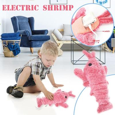Electric Simulation Lobster Jumping Toy Usb Charging Funny Plush Toys Stuffed Animal Toy