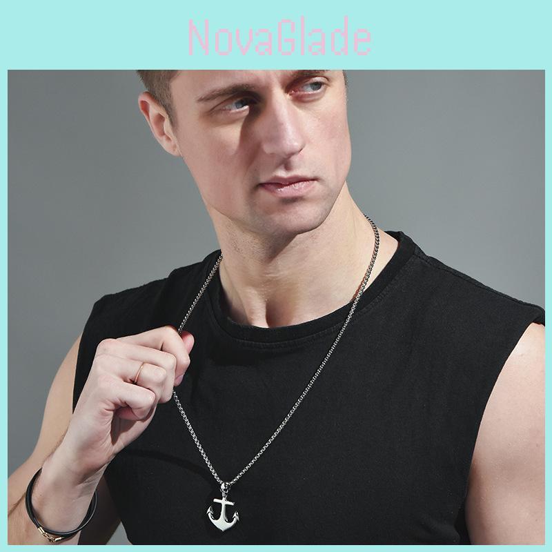 Snygg Vintage Punk Skalle Ankare Titanstål Halsband För Män Och Kvinnor Med Unik Piratskeppsdesign