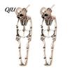 Cool Skull Earrings for Daily Wear 2Pcs Skeleton Women, Gothic Alloy Drop Earrings, Hypoallergenic Punk Edgy Statement Jewelry Women Dangle Halloween