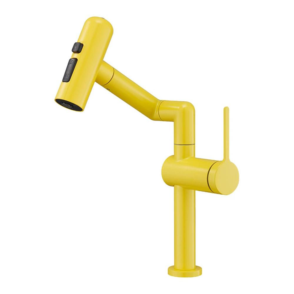 Tuqiu Żółta Miska Deszczowa Bateria Umywalkowa Łazienkowa Wielofunkcyjna Obrotowa Bateria Umywalkowa Kranik do Umywalki Mieszacz Ciepłej i Zimnej Wody Kran