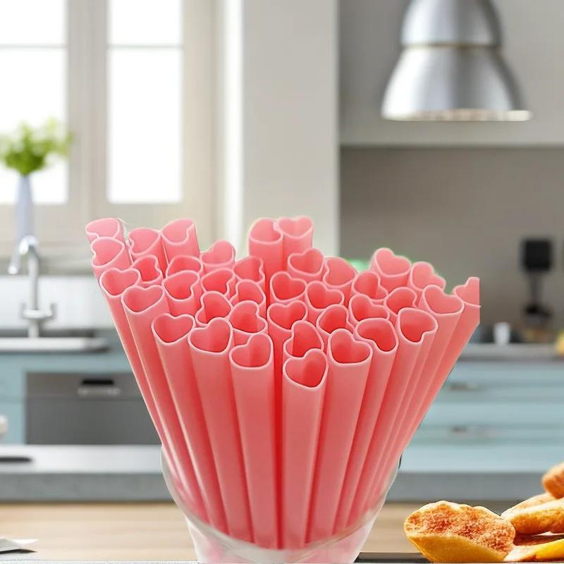 10pcs Creative Heart Pink Disposable Straw Bride Straws Tribe Supplies Hen Parti Bride To Be Bachelor Party Wedding Supplies