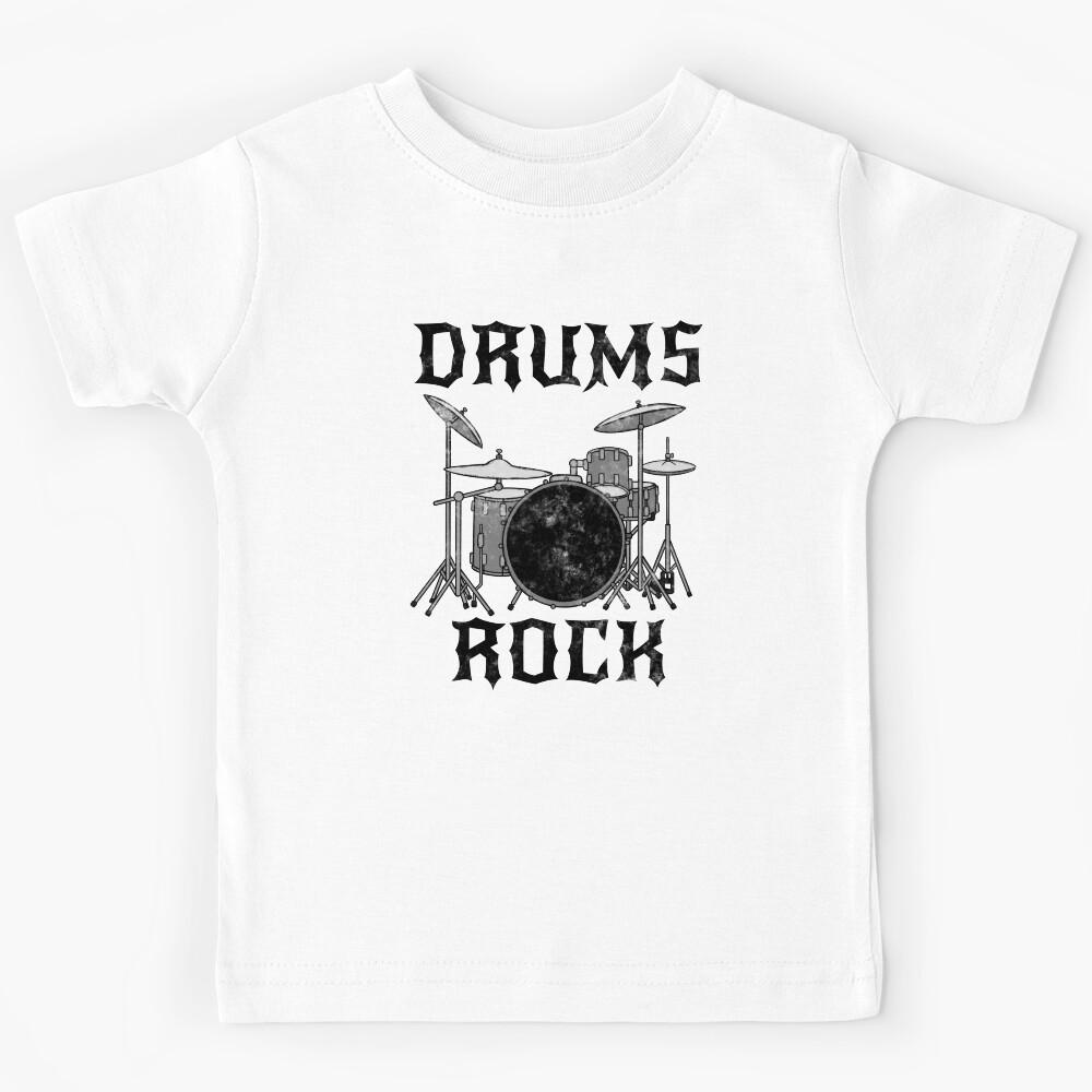 Drums Rock, Drummer Drum Teacher Heavy Rock Musician Kids T-Shirt 110